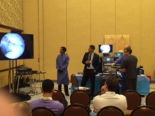 Dr. Gerhardt lecturing/moderating a new technique on labral reconstruction